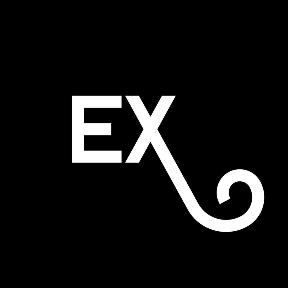 ex brev logotyp design på svart bakgrund. ex kreativa initialer brev logotyp koncept. ex bokstavsdesign. ex vit bokstavsdesign på svart bakgrund. ex, ex logotyp vektor