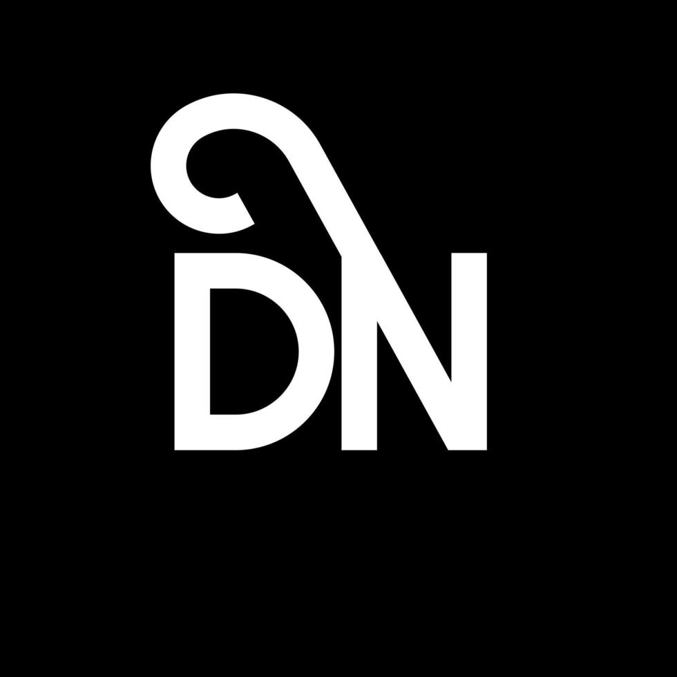 dn-Buchstaben-Logo-Design auf schwarzem Hintergrund. dn kreative Initialen schreiben Logo-Konzept. dn-Briefgestaltung. dn weißes Buchstabendesign auf schwarzem Hintergrund. dn, dn-Logo vektor