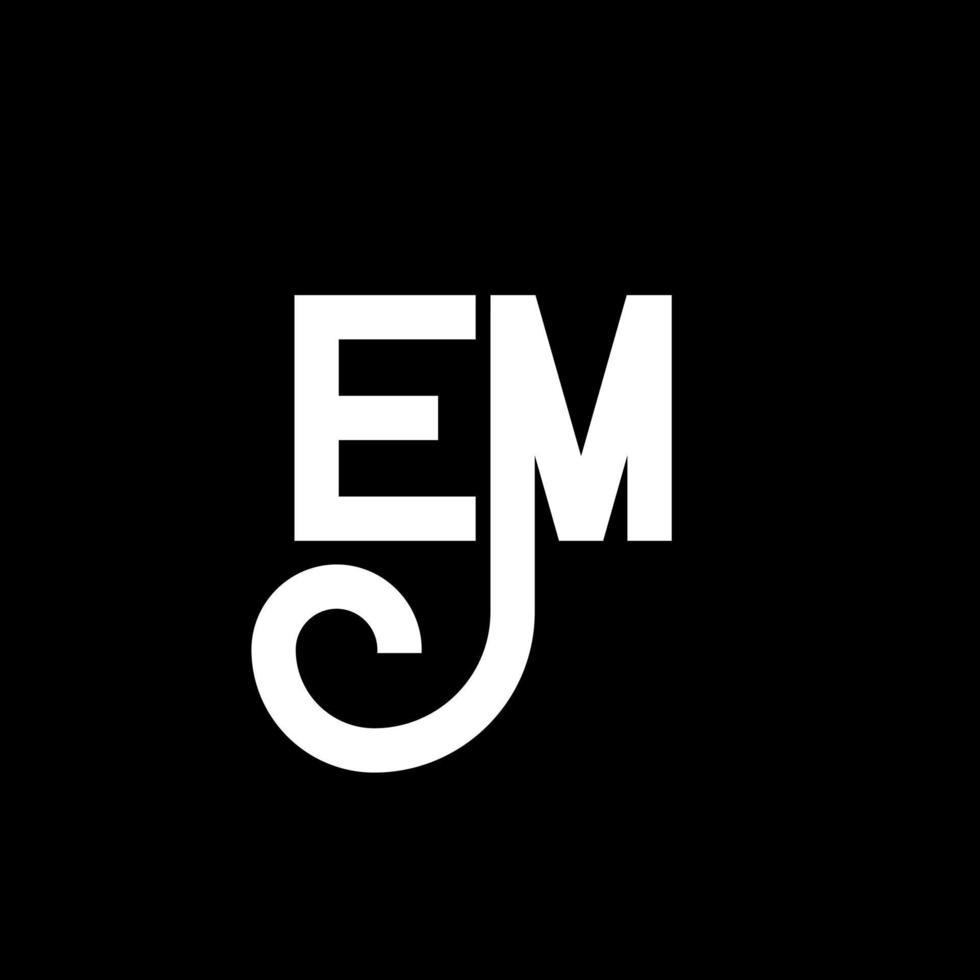 EM-Brief-Logo-Design auf schwarzem Hintergrund. EM kreative Initialen schreiben Logo-Konzept. E-Brief-Design. EM-weißes Buchstabendesign auf schwarzem Hintergrund. em, em-Logo vektor