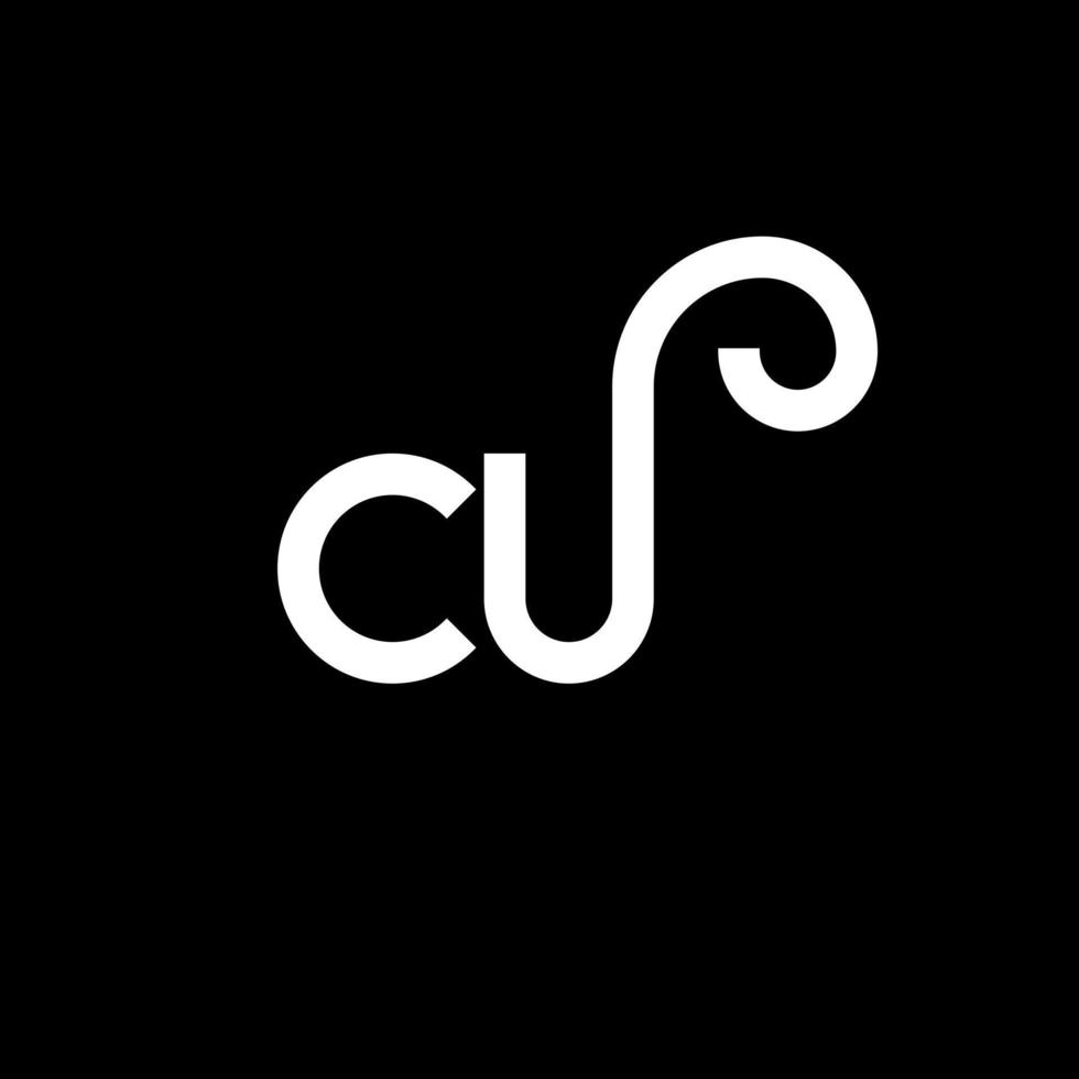 cu-Buchstaben-Logo-Design auf schwarzem Hintergrund. cu kreative Initialen schreiben Logo-Konzept. cu Briefgestaltung. cu weißes Buchstabendesign auf schwarzem Hintergrund. cu, cu-Logo vektor