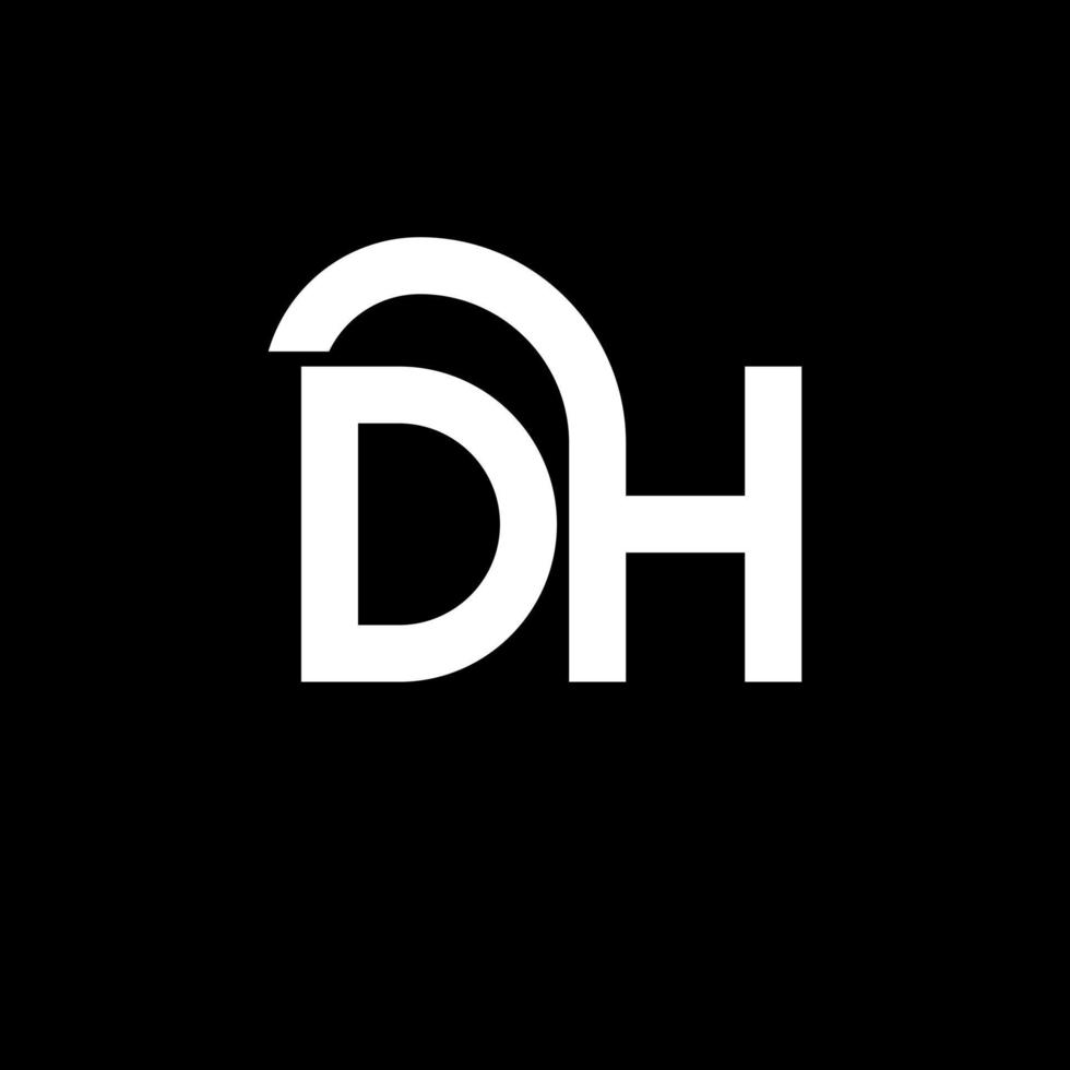 dh-Buchstaben-Logo-Design auf schwarzem Hintergrund. dh kreatives Initialen-Buchstaben-Logo-Konzept. dh Briefgestaltung. dh weißes Buchstabendesign auf schwarzem Hintergrund. dh, dh-Logo vektor