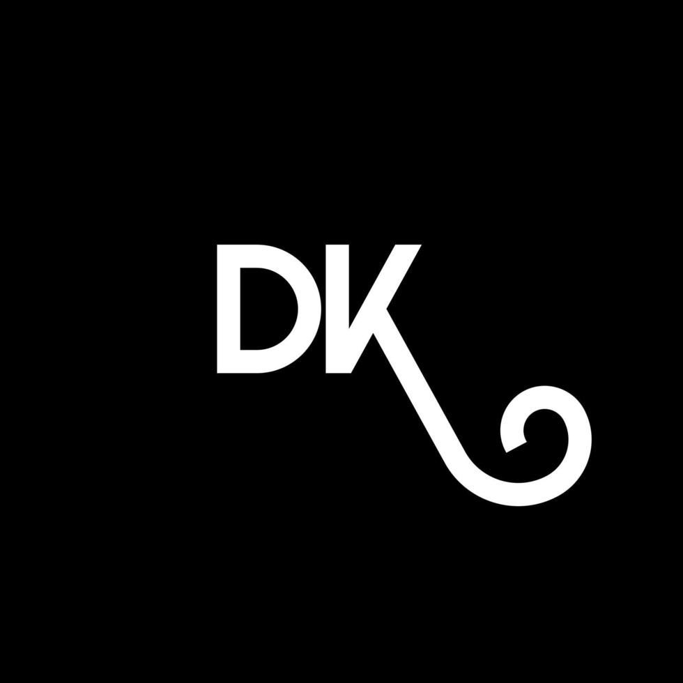 dk-Buchstaben-Logo-Design auf schwarzem Hintergrund. dk kreative Initialen schreiben Logo-Konzept. dk Briefgestaltung. dk weißes Buchstabendesign auf schwarzem Hintergrund. dk, dk-Logo vektor