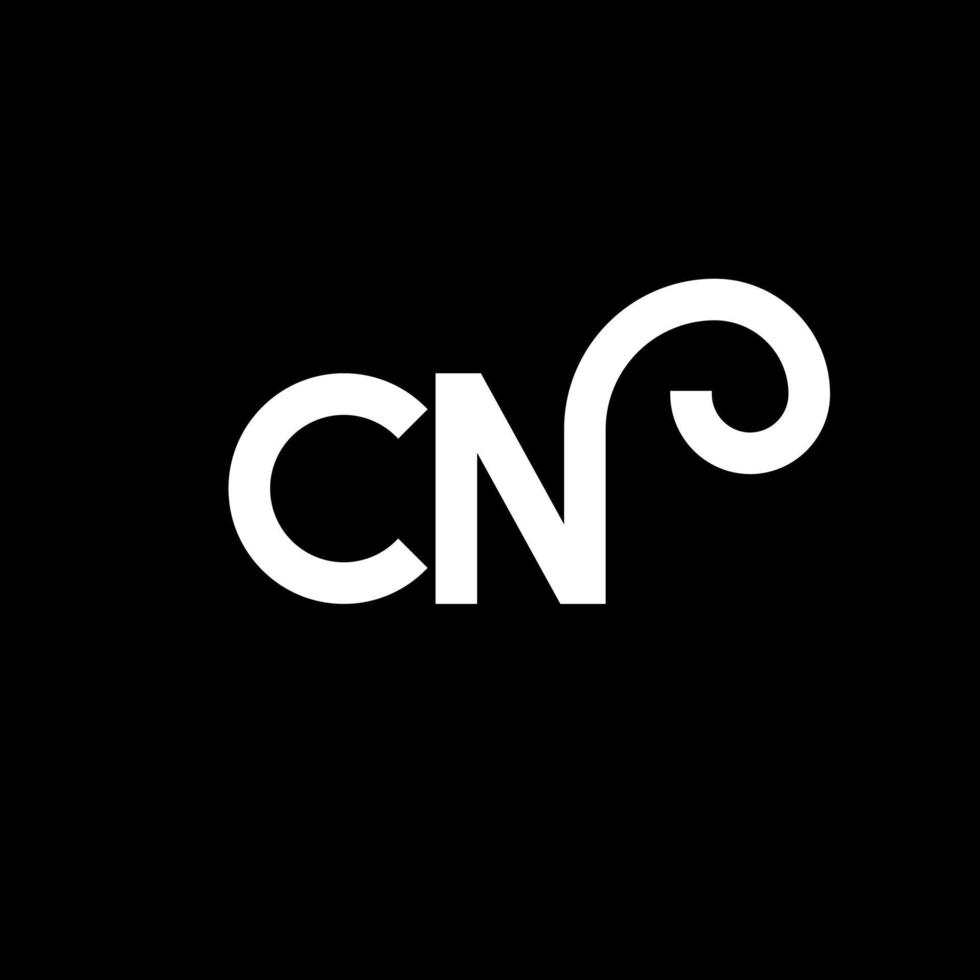 cn-Brief-Logo-Design auf schwarzem Hintergrund. cn kreative Initialen schreiben Logo-Konzept. cn Briefgestaltung. cn weißes Buchstabendesign auf schwarzem Hintergrund. cn, cn-Logo vektor