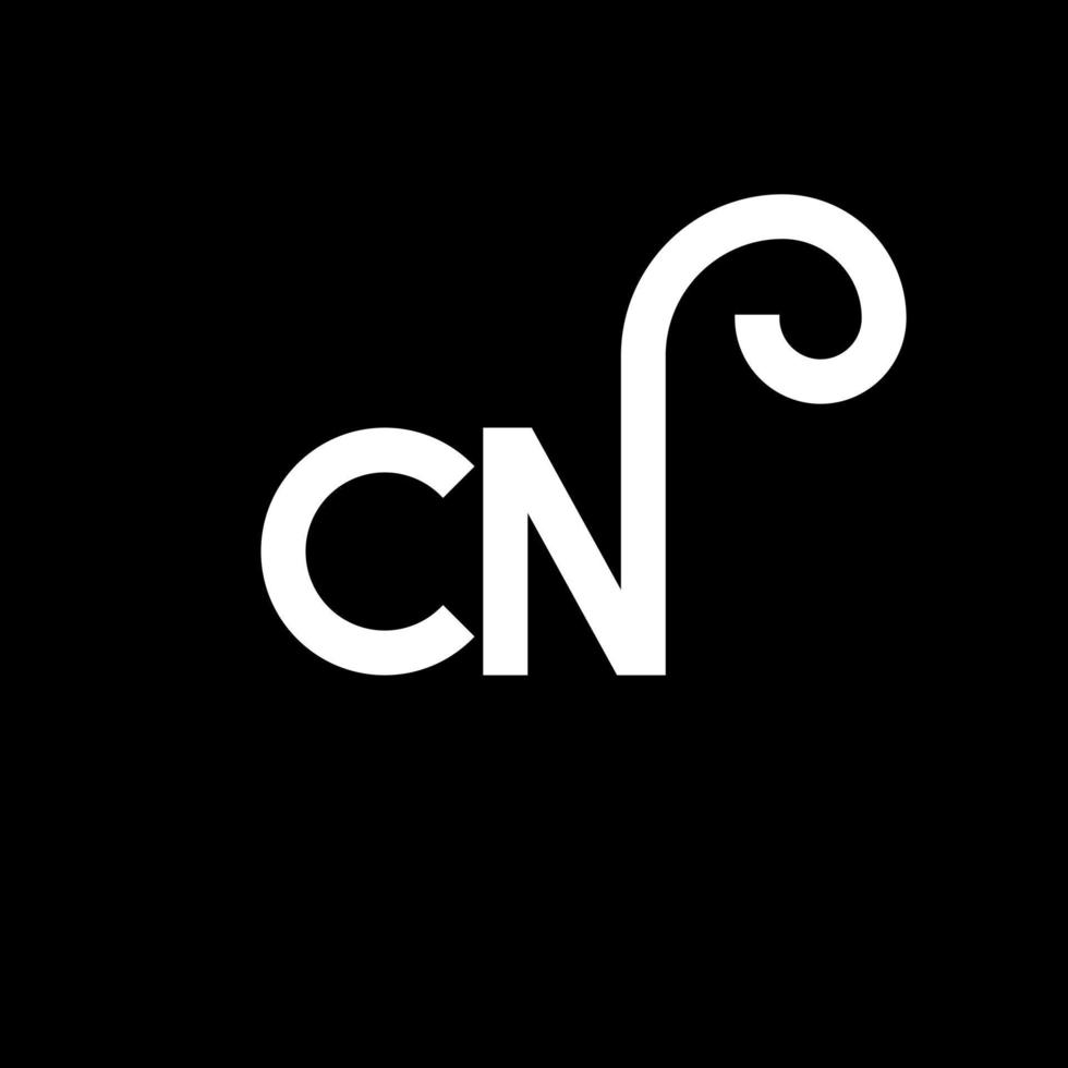 cn brev logotyp design på svart bakgrund. cn kreativa initialer brev logotyp koncept. cn bokstavsdesign. cn vit bokstavsdesign på svart bakgrund. cn, cn logotyp vektor