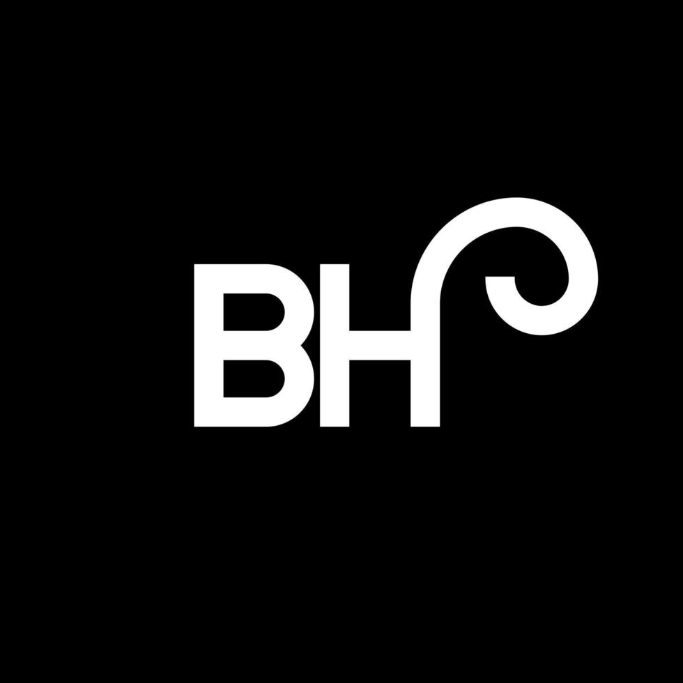 bh brev logotyp design på svart bakgrund. bh kreativa initialer bokstavslogotyp koncept. bh bokstavsdesign. bh vit bokstavsdesign på svart bakgrund. bh, bh logotyp vektor