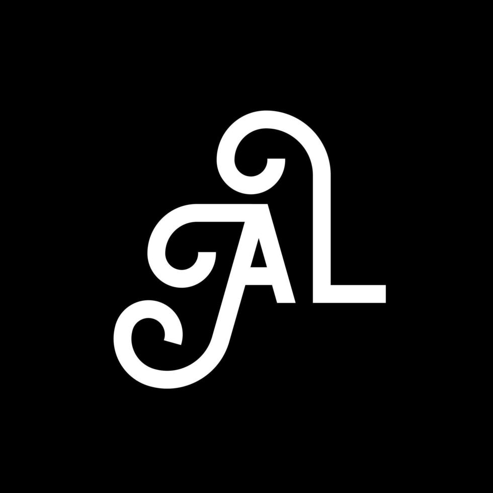 a-Buchstaben-Logo-Design auf schwarzem Hintergrund. al kreative Initialen schreiben Logo-Konzept. al-Icon-Design. al-Icon-Design mit weißen Buchstaben auf schwarzem Hintergrund. Al vektor