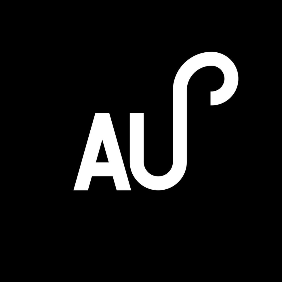 au-Buchstaben-Logo-Design auf schwarzem Hintergrund. au kreative Initialen schreiben Logo-Konzept. au Briefgestaltung. au weißes Buchstabendesign auf schwarzem Hintergrund. Au, Au-Logo vektor
