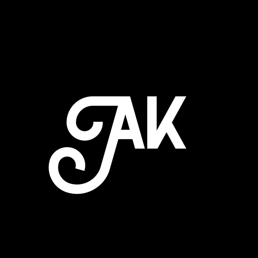 ak brev logotyp design på svart bakgrund. ak kreativa initialer brev logotyp koncept. ak ikon design. ak vit bokstav ikon design på svart bakgrund. ak vektor