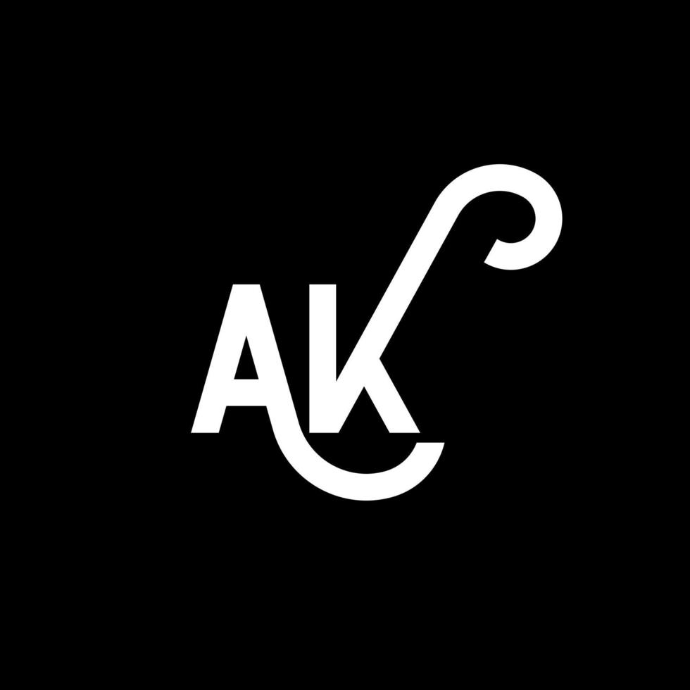 ak brev logotyp design på svart bakgrund. ak kreativa initialer brev logotyp koncept. ak ikon design. ak vit bokstav ikon design på svart bakgrund. ak vektor