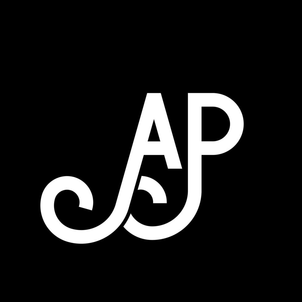 ap-Brief-Logo-Design auf schwarzem Hintergrund. ap kreative Initialen schreiben Logo-Konzept. ap Briefgestaltung. ap weißes Buchstabendesign auf schwarzem Hintergrund. ap, ap-Logo vektor