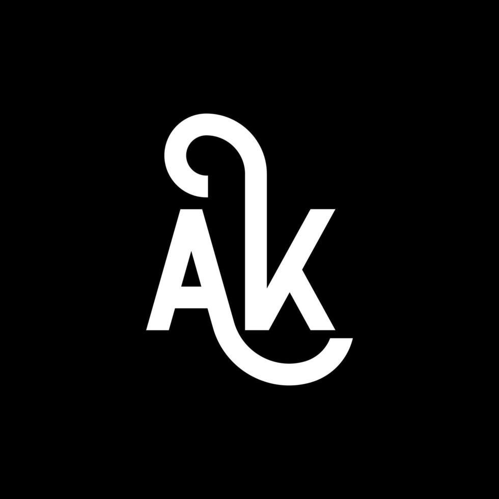 ak brev logotyp design på svart bakgrund. ak kreativa initialer brev logotyp koncept. ak ikon design. ak vit bokstav ikon design på svart bakgrund. ak vektor