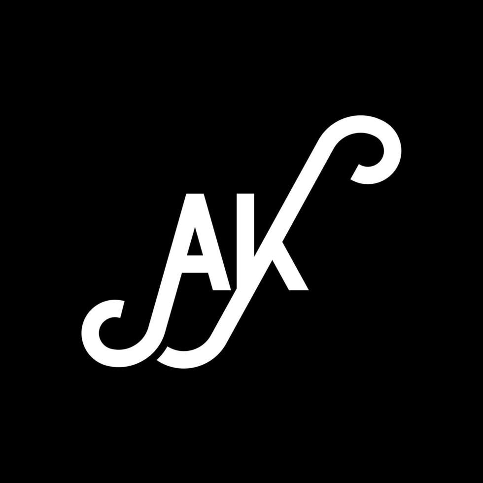 ak-Buchstaben-Logo-Design auf schwarzem Hintergrund. ak kreative Initialen schreiben Logo-Konzept. ak-Icon-Design. ak-Icon-Design mit weißen Buchstaben auf schwarzem Hintergrund. ja vektor