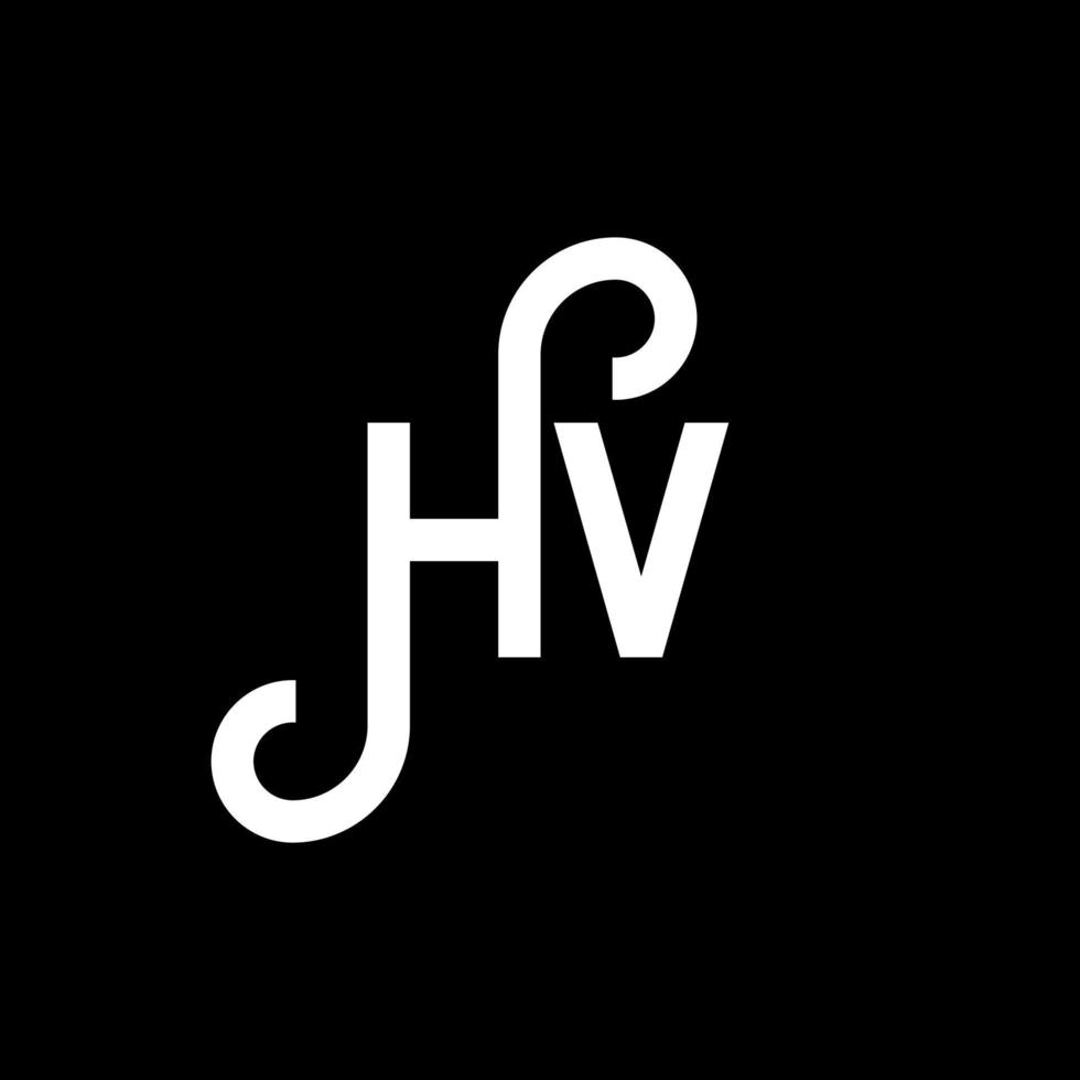 hv brev logotyp design på svart bakgrund. hv kreativa initialer bokstavslogotyp koncept. hv bokstavsdesign. hv vit bokstavsdesign på svart bakgrund. hv, hv logotyp vektor