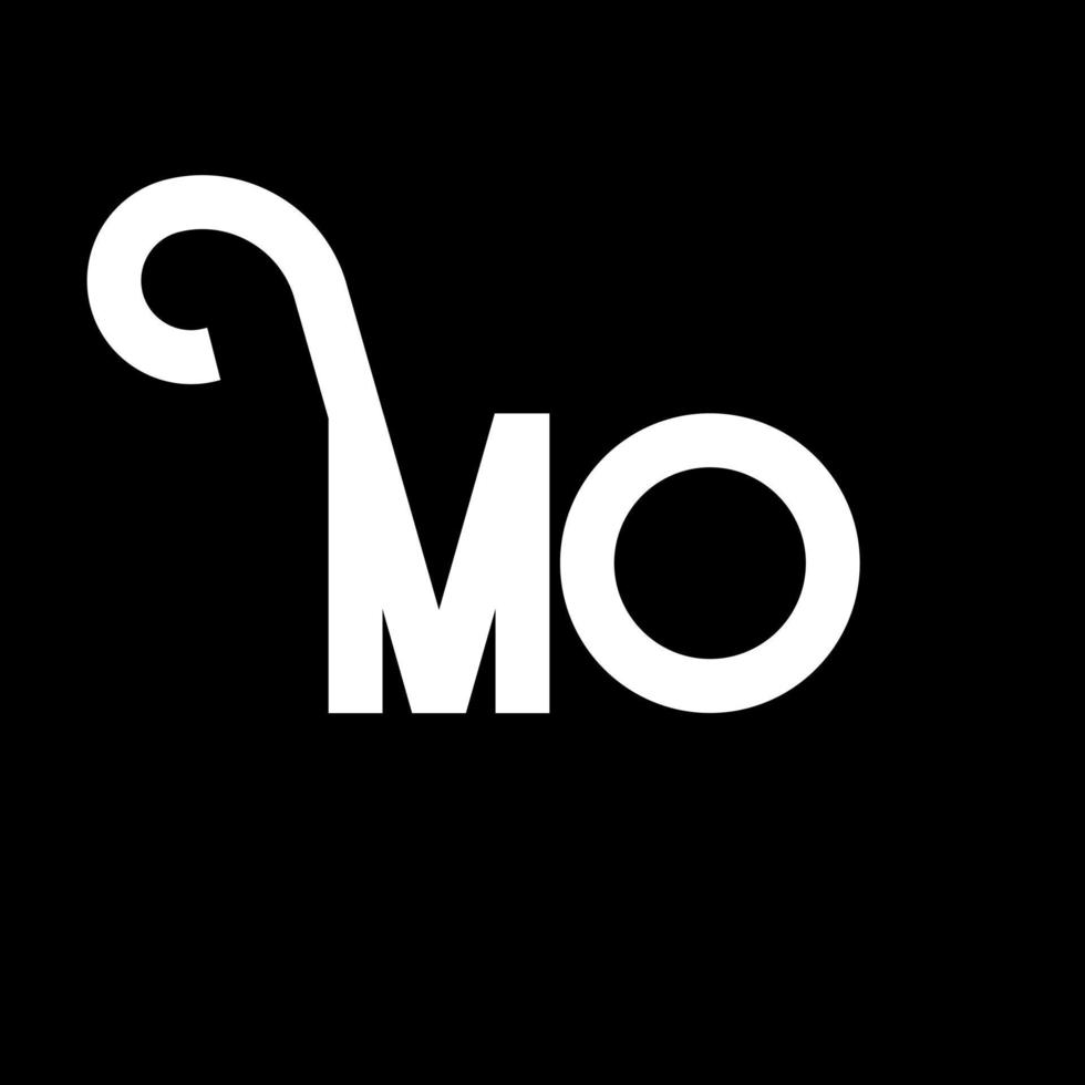 mo letter logotyp design. initiala bokstäver mo logotyp ikon. abstrakt bokstav mo minimal logotyp formgivningsmall. mo brev design vektor med svarta färger. mo logotyp