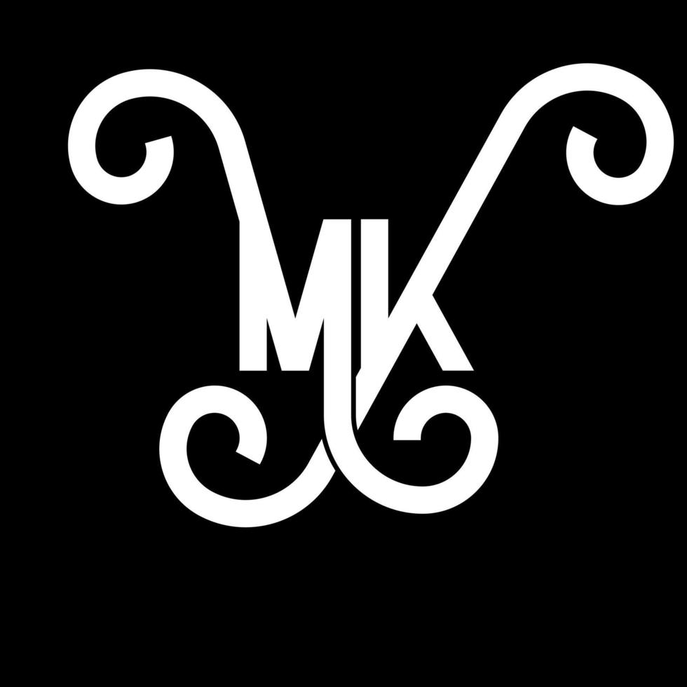 mk brev logotyp design. initiala bokstäver mk logotyp ikon. abstrakt bokstav mk minimal logotyp formgivningsmall. mk brev design vektor med svarta färger. mk logotyp