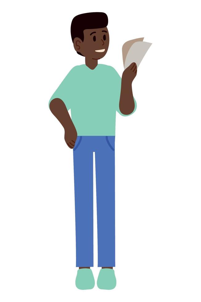 Afro-Mann mit Papierkram vektor