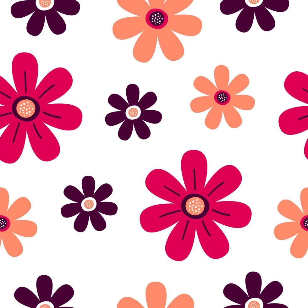 seamless mönster med vackra stiliserade blommor. tryck för textilier och förpackningar. vektor illustration i platt stil på vit bakgrund.