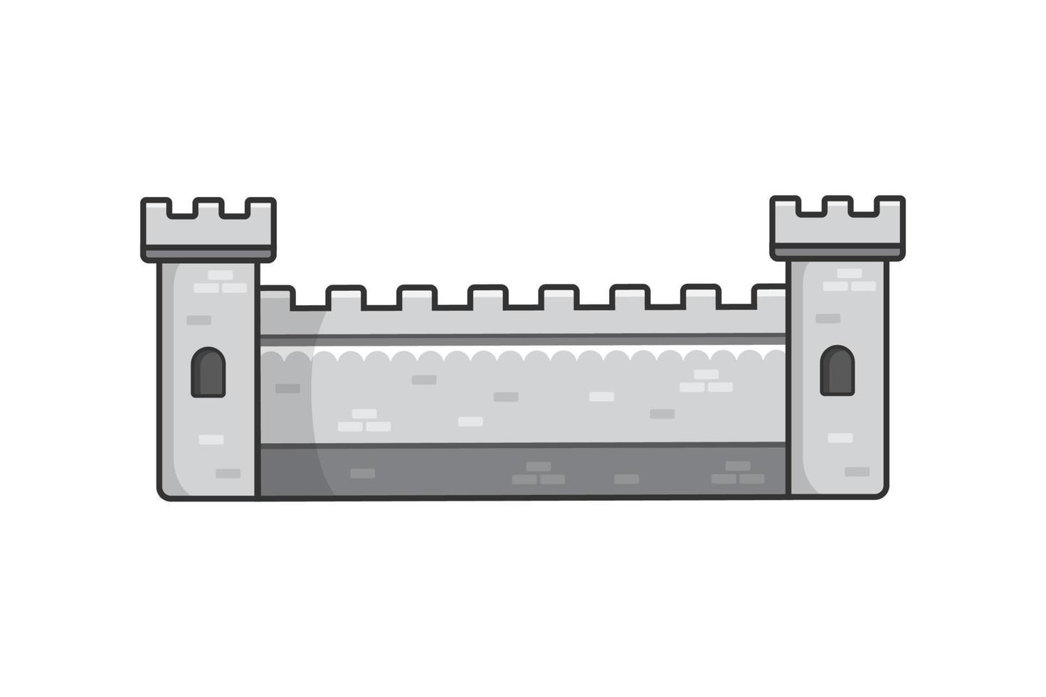 uppsättning medeltida slott vägg enkel platt illustration vektor