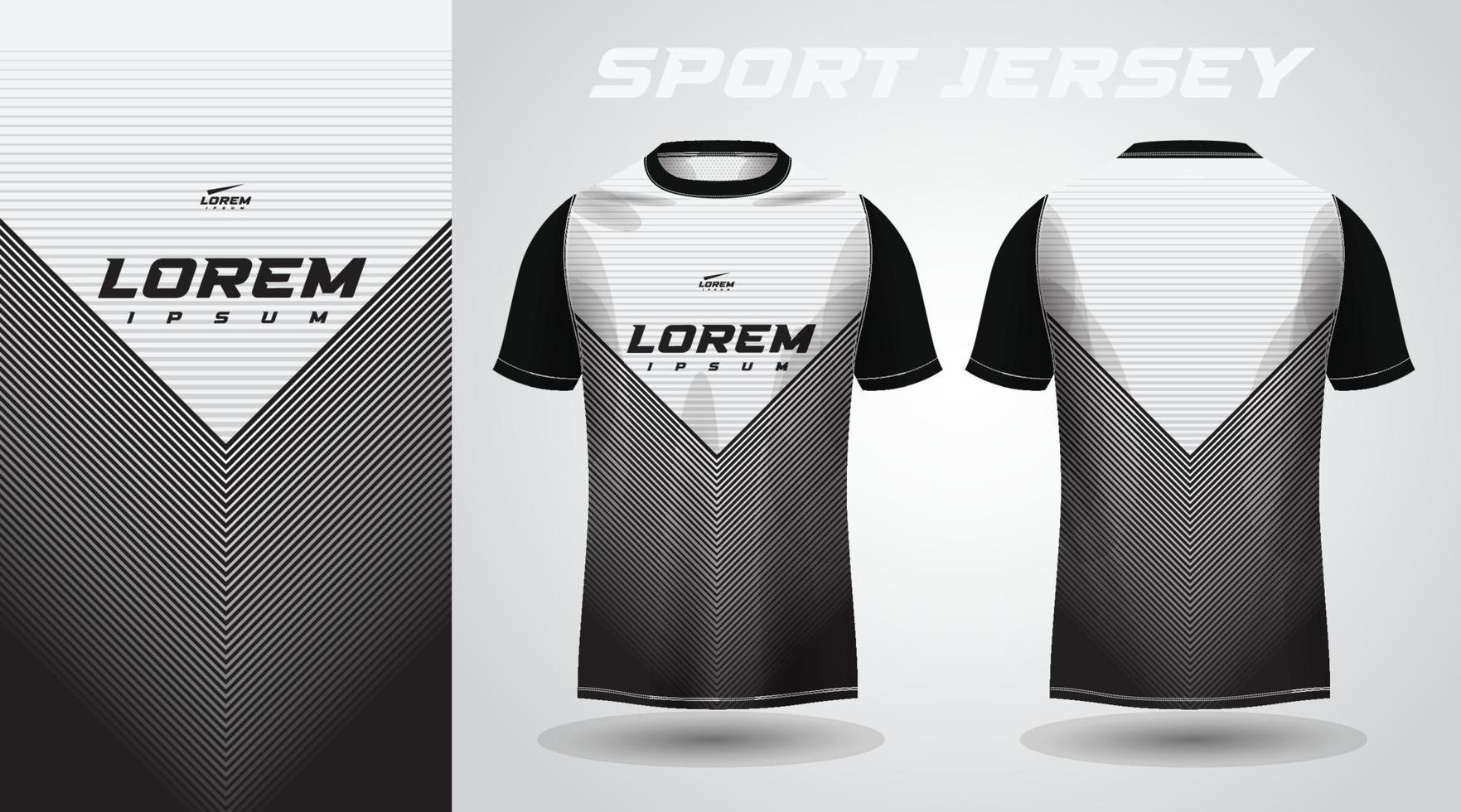 svart vit skjorta sport jersey design vektor