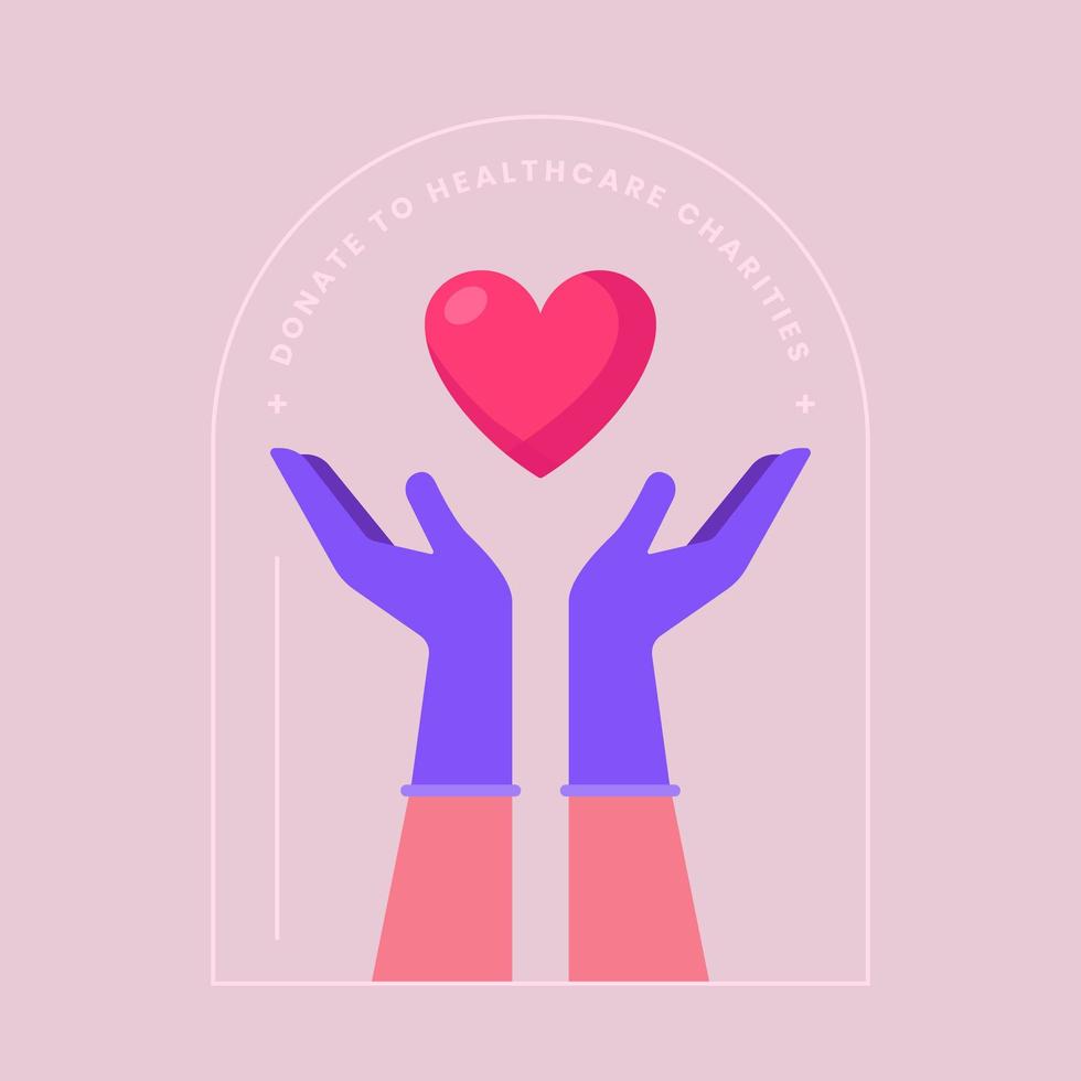 Herz in Händen Gesundheit Charity Label vektor