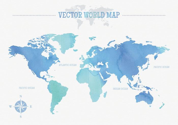 Gratis vattenfärg världskarta vektor