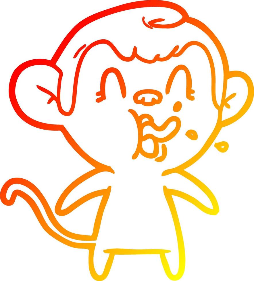 warme Gradientenlinie, die einen verrückten Cartoon-Affen zeichnet vektor