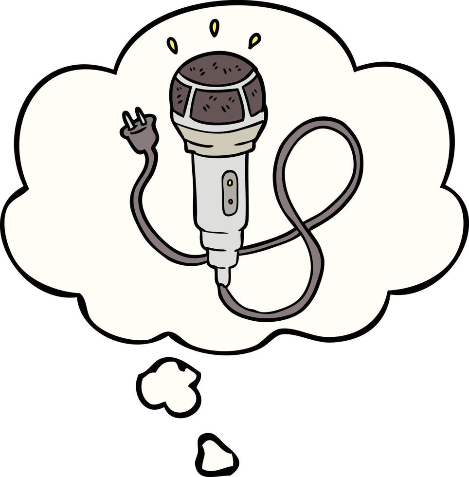 Cartoon-Mikrofon und Gedankenblase vektor