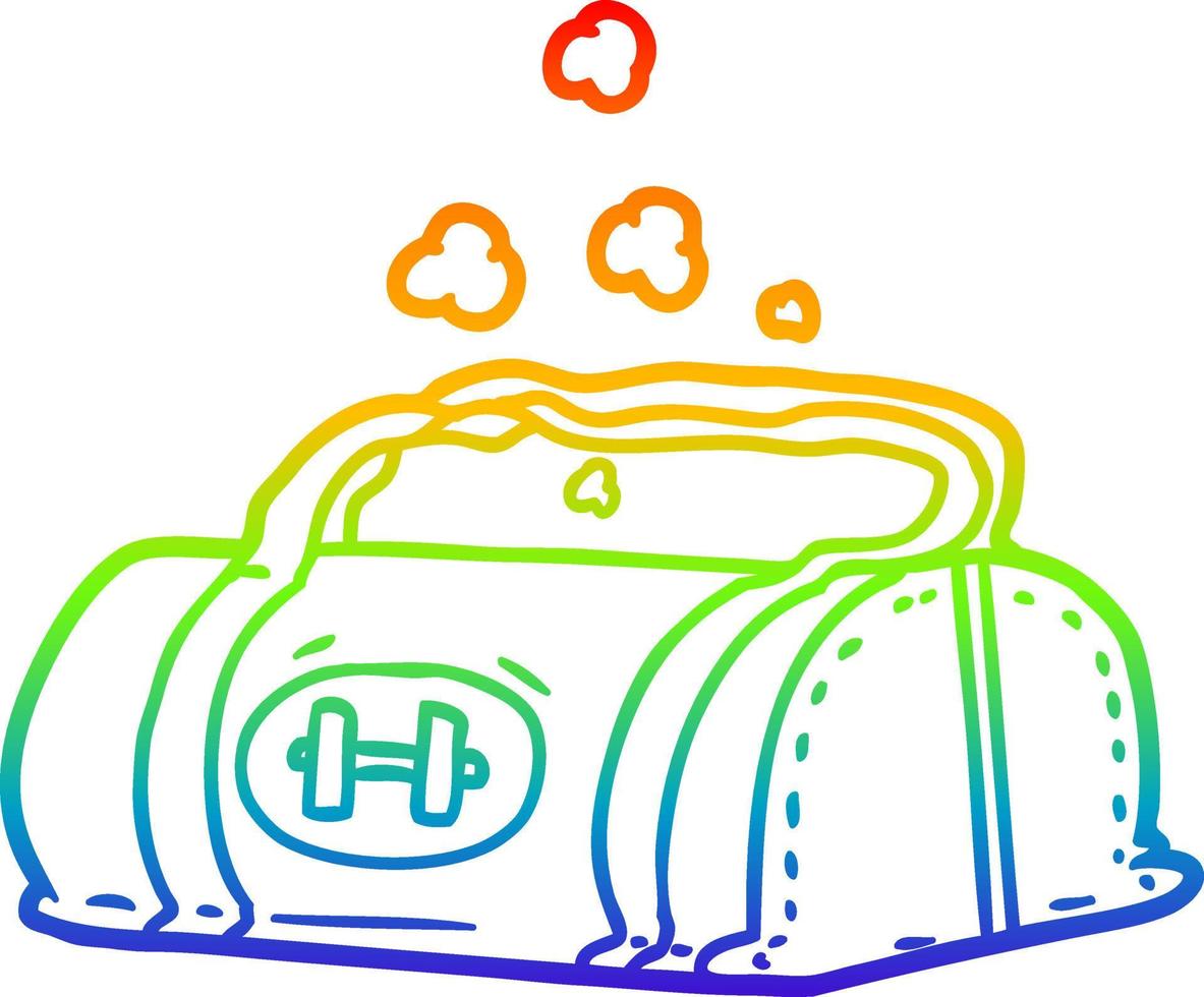 Regenbogen-Gradientenlinie Zeichnung Cartoon Sporttasche vektor