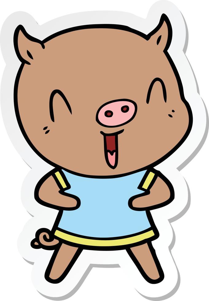 Aufkleber eines fröhlichen Cartoon-Schweins vektor