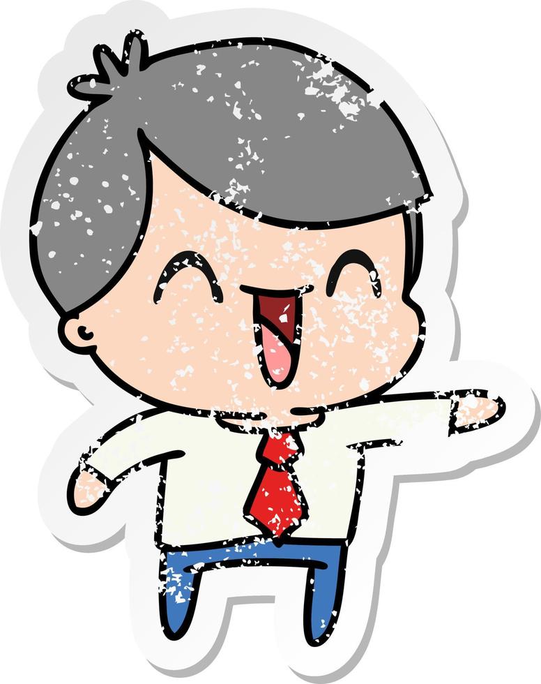 Distressed Sticker Cartoon von kawaii Mann im Anzug vektor