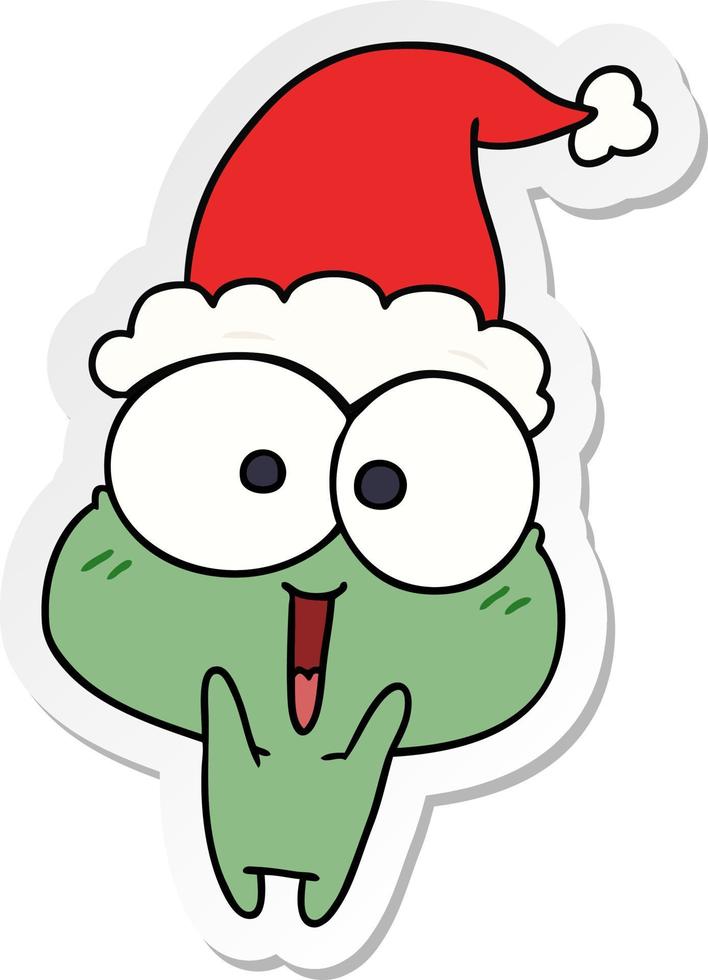 Weihnachtsaufkleberkarikatur des kawaii Frosches vektor
