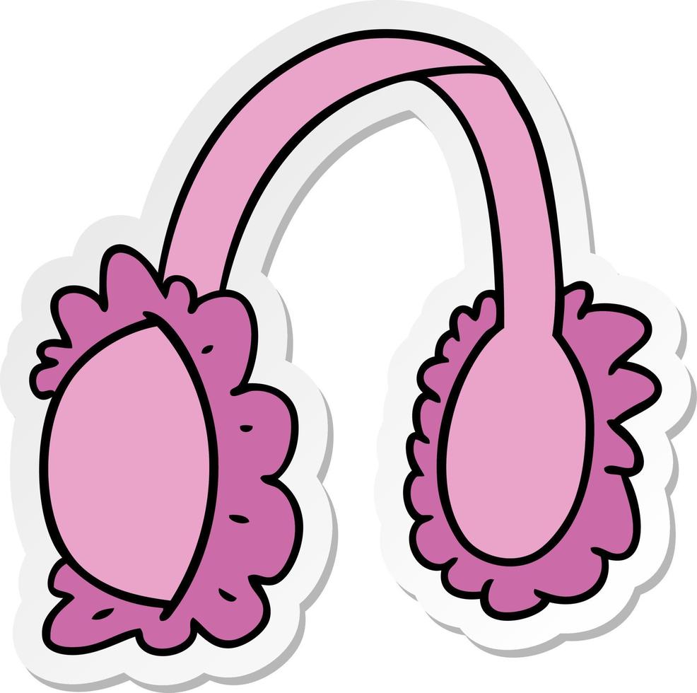 klistermärke tecknad doodle av rosa hörselkåpsvärmare vektor