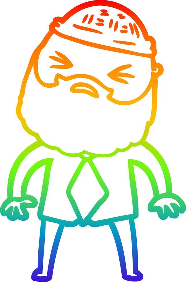 Regenbogen-Gradientenlinie Zeichnung Cartoon-Mann mit Bart vektor