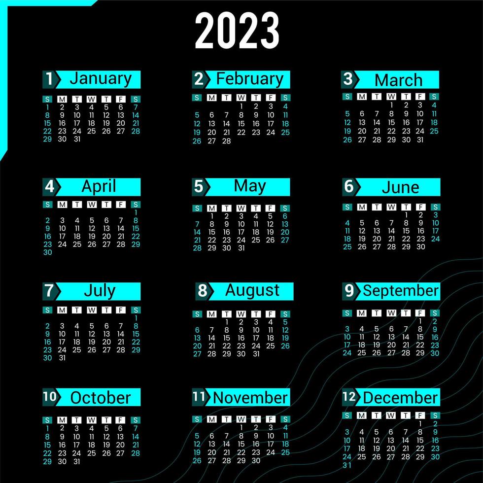 Kalender 2023 einzigartiges und kreatives professionelles Design vektor