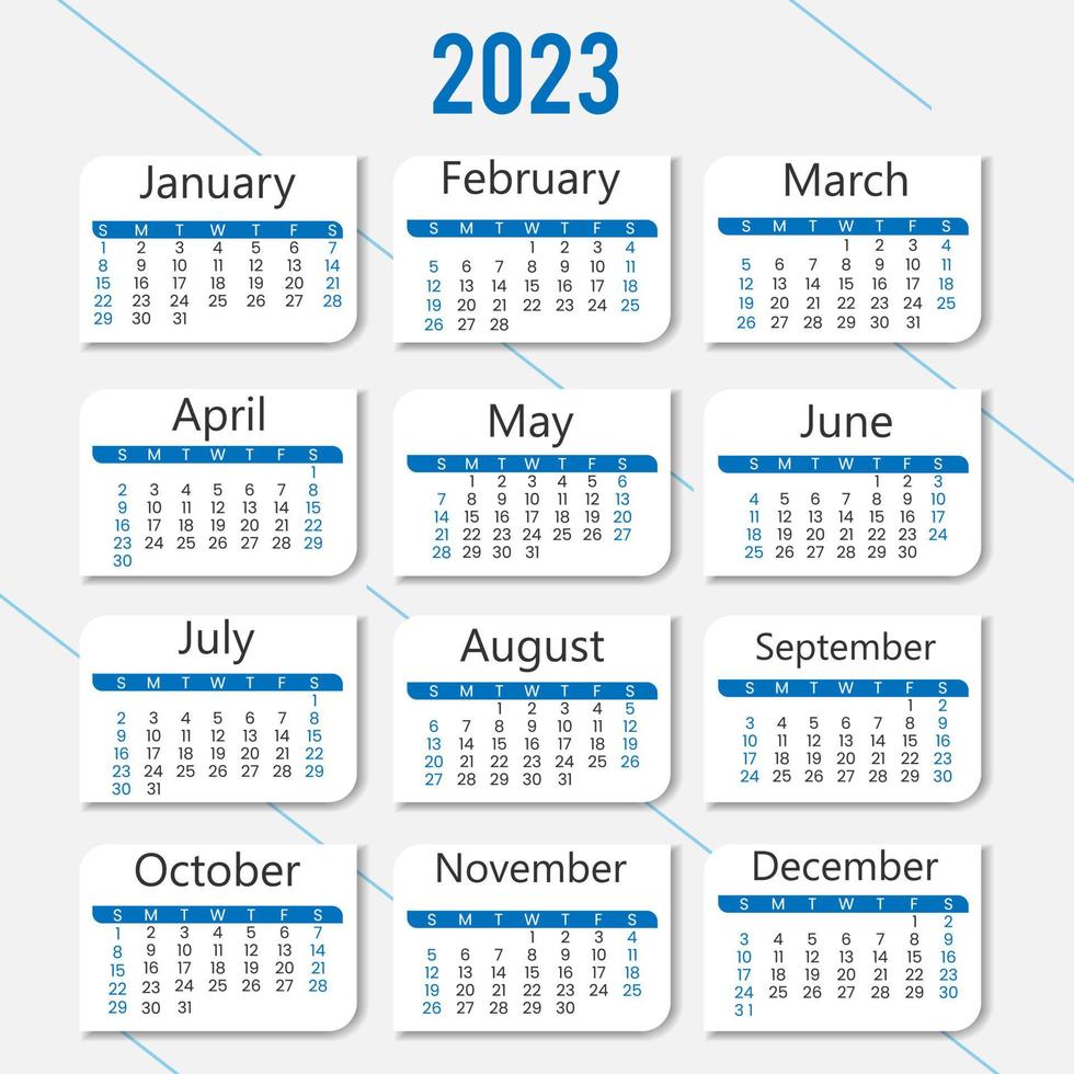 Kalender 2023 einzigartiges und kreatives professionelles Design vektor