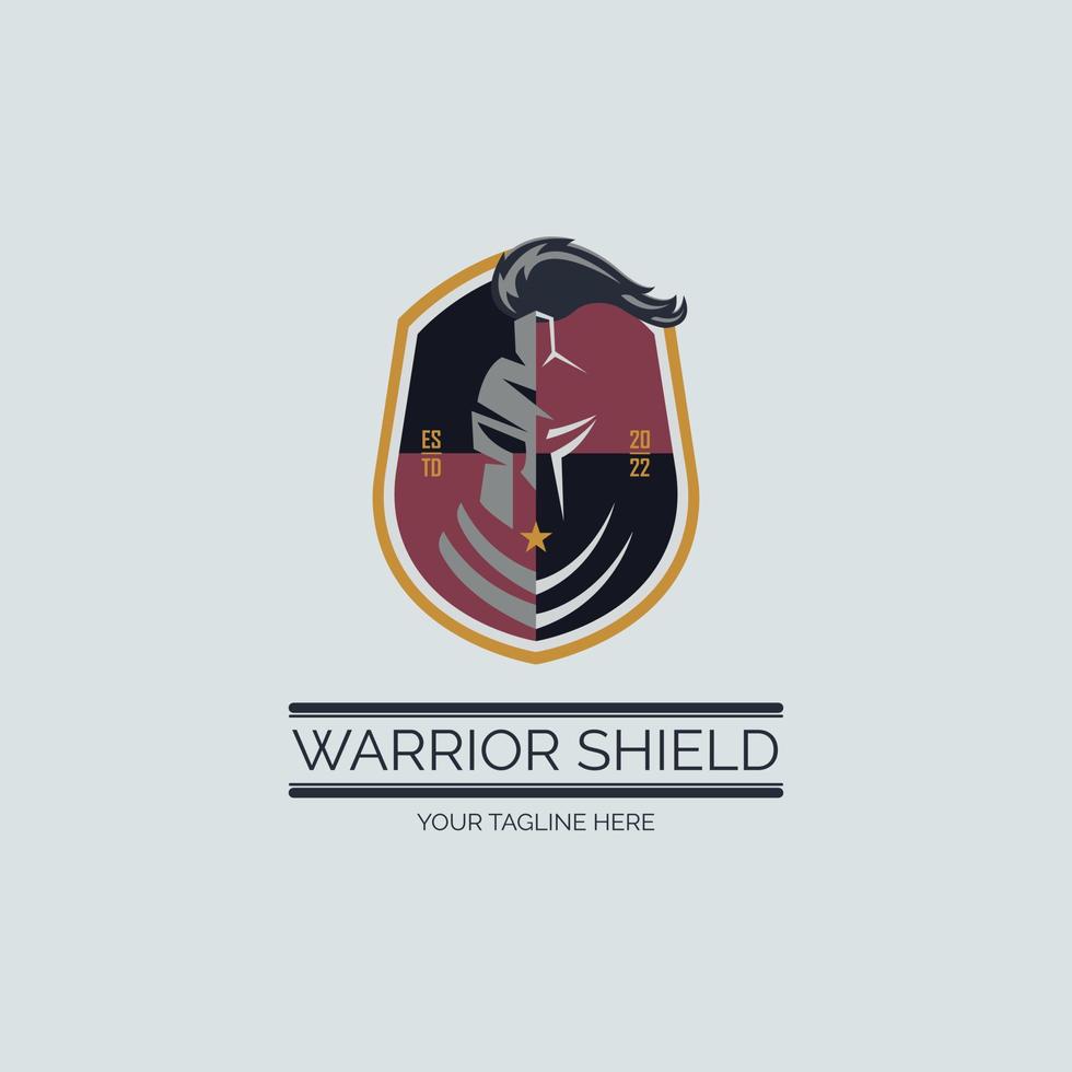 Gladiator spartanische Kriegerschild-Logo-Designvorlage für Marke oder Unternehmen vektor