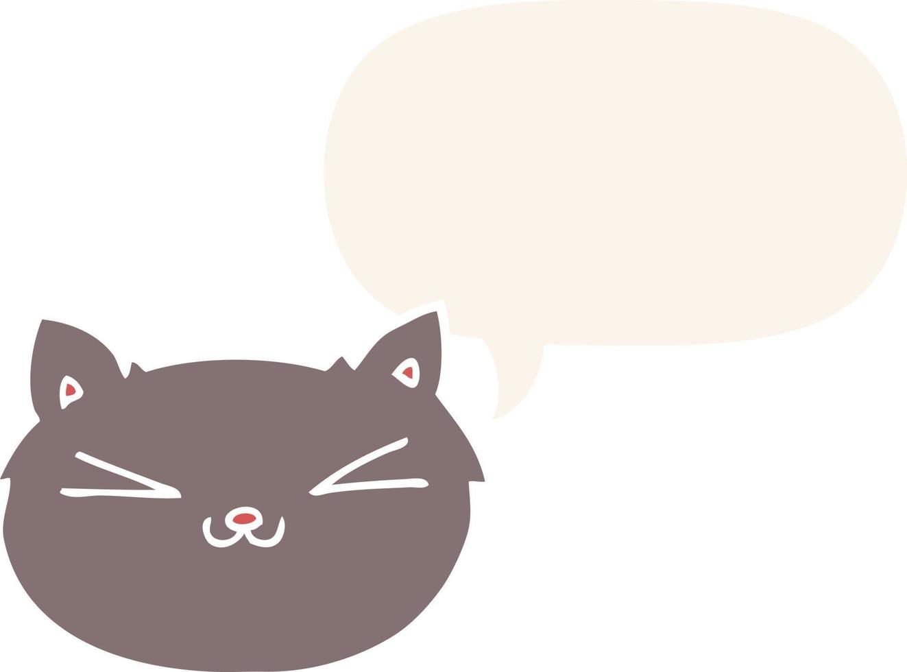 glückliche Cartoon-Katze und Sprechblase im Retro-Stil vektor