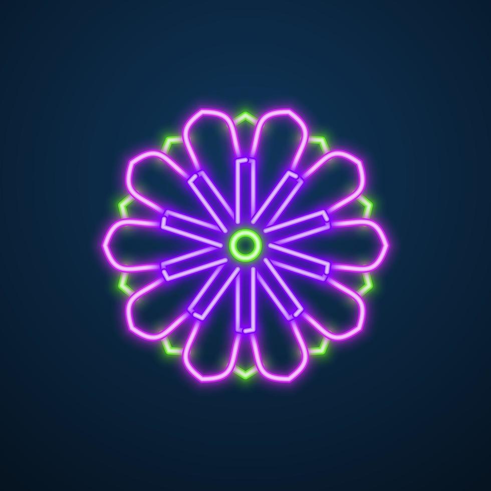 mandala blomma neon effekt vektor