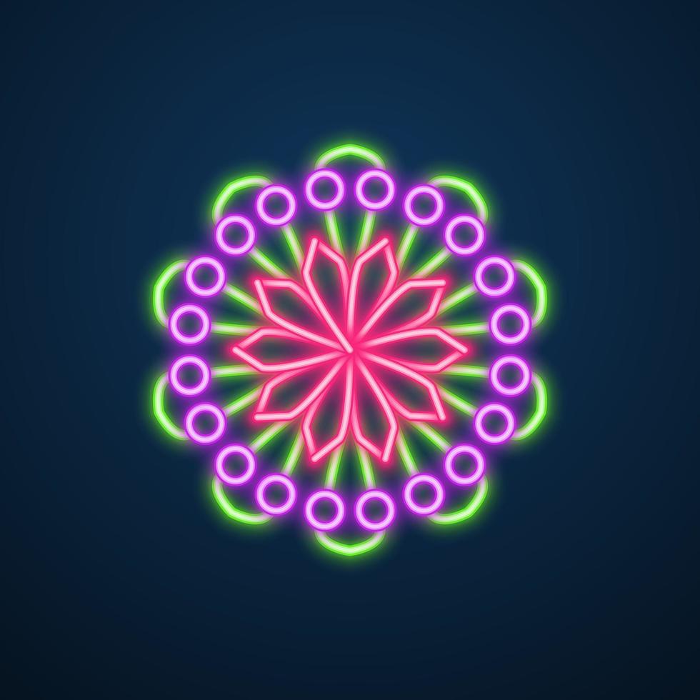 mandala blomma neon effekt vektor