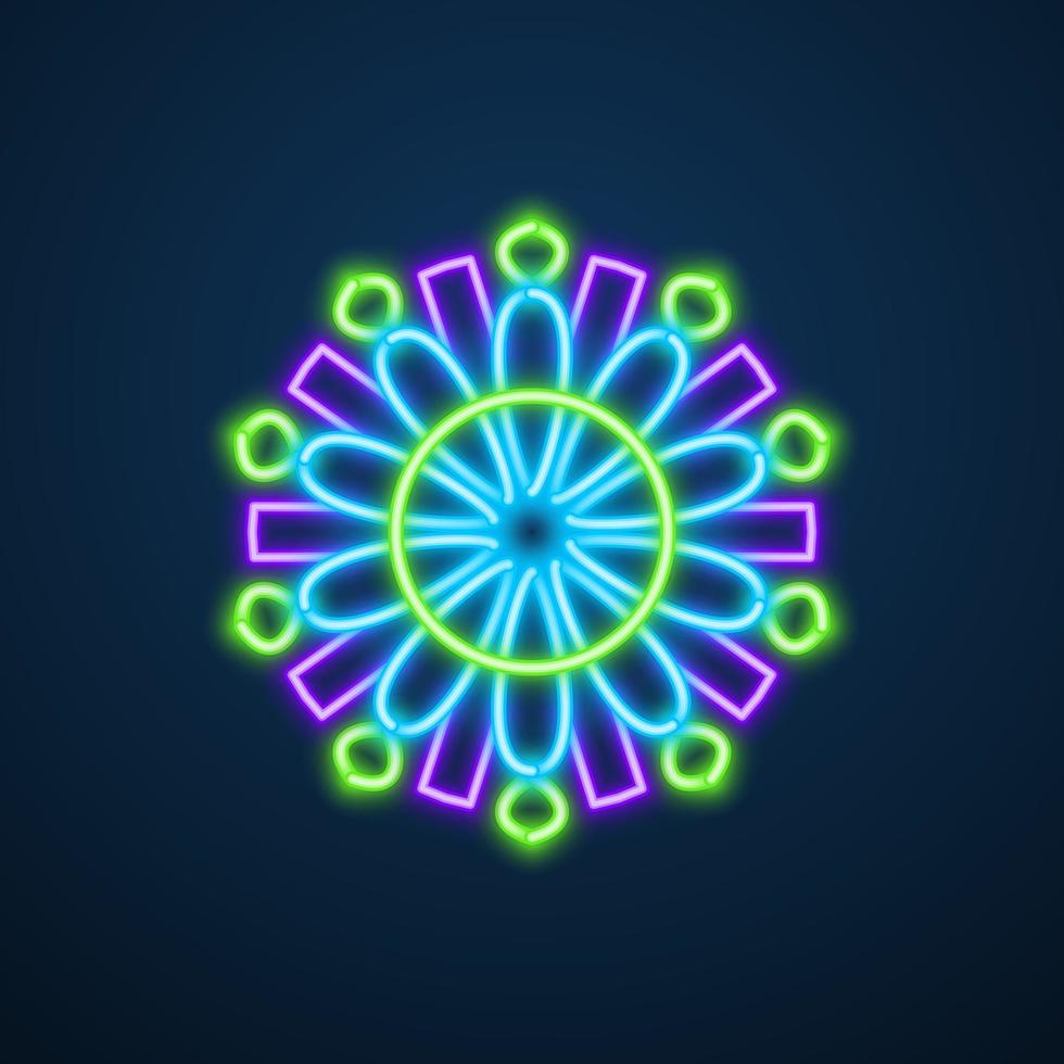 mandala blomma neon effekt vektor