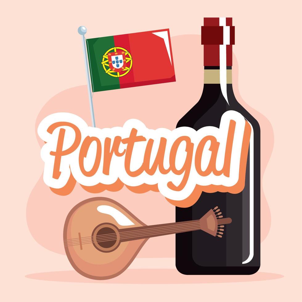 Portugal-Schriftzug mit Wein vektor