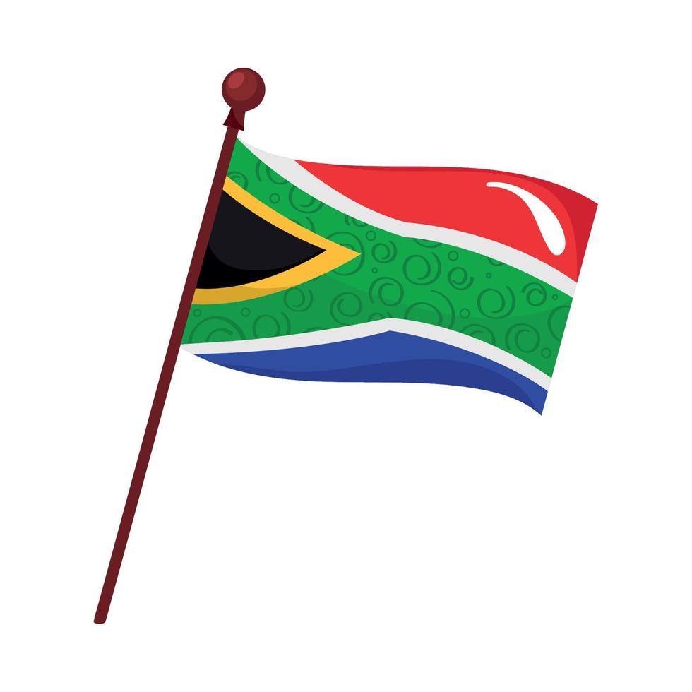 Sydafrika flagga i stång vektor