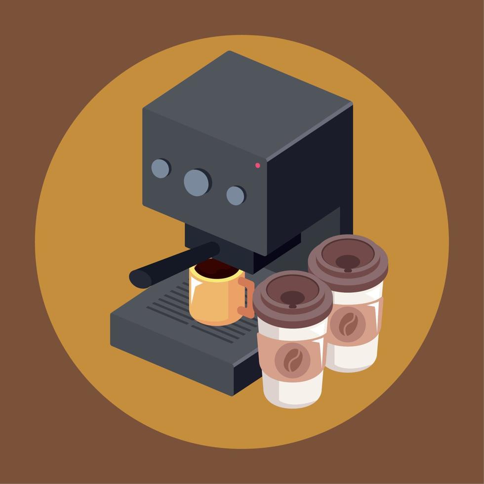 kaffee isometrisches gerät mit töpfen vektor