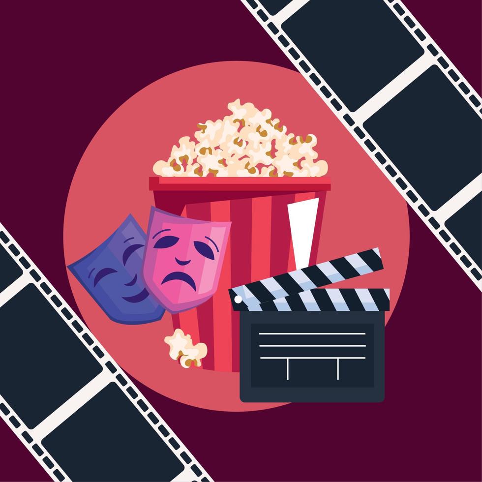 Popcorn und Filmklappe vektor