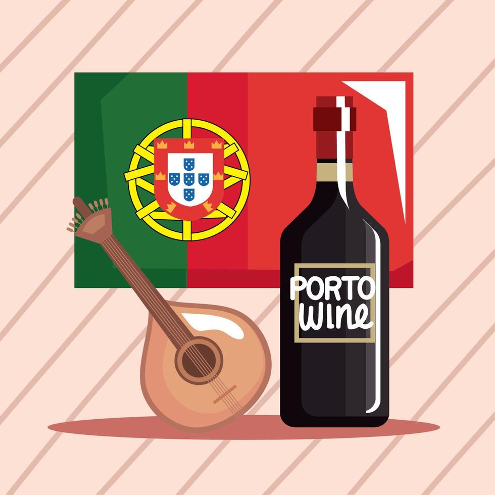 fado med flagga Portugal vektor