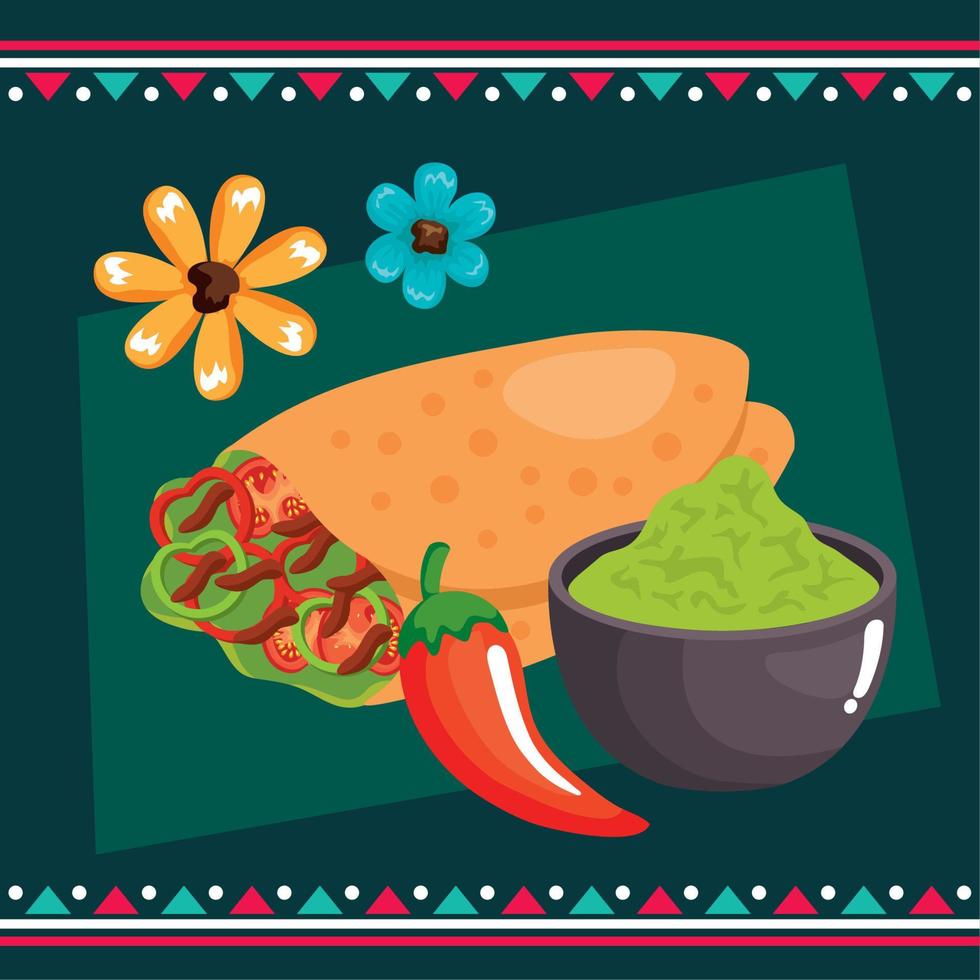 mexikanische feier mit essen vektor