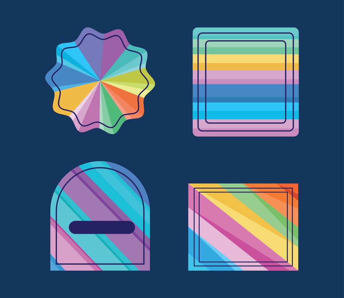 fyra holografiska stämplar ikoner vektor
