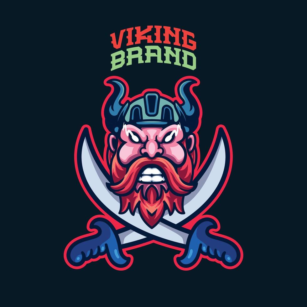 viking head maskot logotyp mall vektor