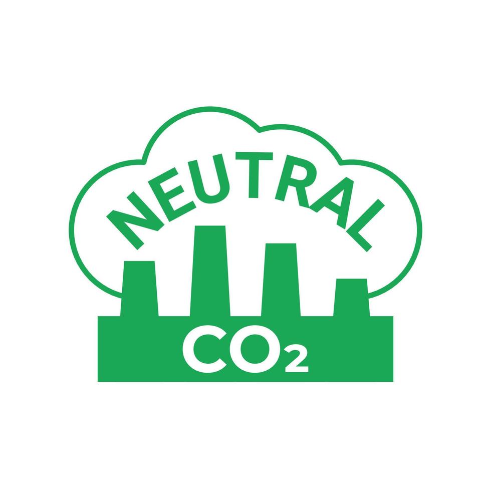CO2-neutrales Emissionssymbol, Kohlenstoff aus der Fabrik recyceln. umweltfreundliche grüne industrielle Produktion. Netto-Null-Kohlenstoff, keine Luftverschmutzung. CO2-emissionsfrei. Vektorzeichen vektor