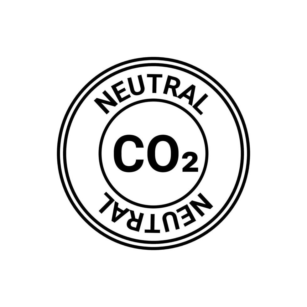 co2 neutralt tecken, netto noll kol. cirkel symbol med inskription. miljövänlig industriproduktion. koldioxidfria, inga luftföroreningar. vektor